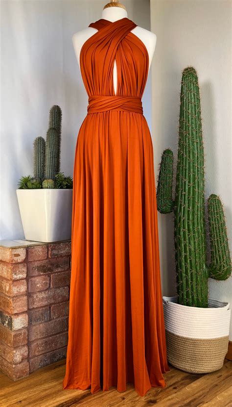 Burnt Orange Bridesmaid Dress Custom Lengths Convertible Etsy