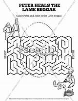 Peter Lame Man Heals John Bible Kids School Sunday Healed Mazes Acts Heal Activities Jesus Crafts Activity Maze Coloring Pages sketch template