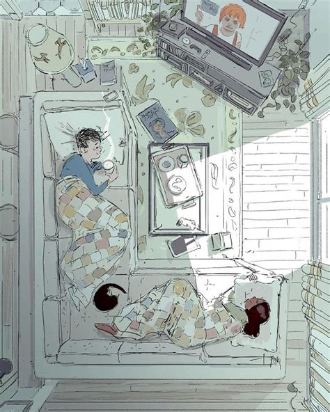 husband illustrates everyday life with his wife proves