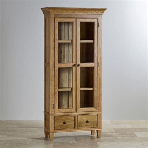 classic display cabinet  natural solid oak oak furniture land