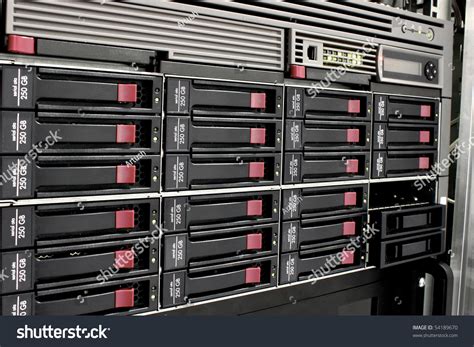 servers stack  hard drives   datacenter  backup  data storage stock photo