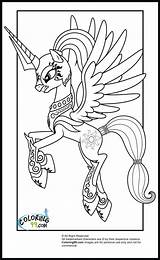 Coloring Pony Pages Little Celestia Princess Kids Fairy Moon Kenworth Mlp Custom Printable Luna Name Chrysalis Sheets Armor Rainbow Queen sketch template