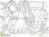 Zoo Coloring Pages Animals Children Printable Animal Clipart Adults Illustration Manga Dreamstime Library Reading Popular sketch template