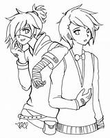 Twins Anime Twin Lineart Deviantart Pages Coloring Girls Cute Template Beautiful Sketch sketch template