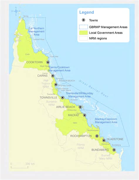 seltmp map showing  study regions great barrier reef marine park