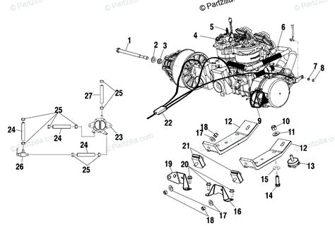 polaris snowmobile  oem parts diagram  engine mounting snkcscsa