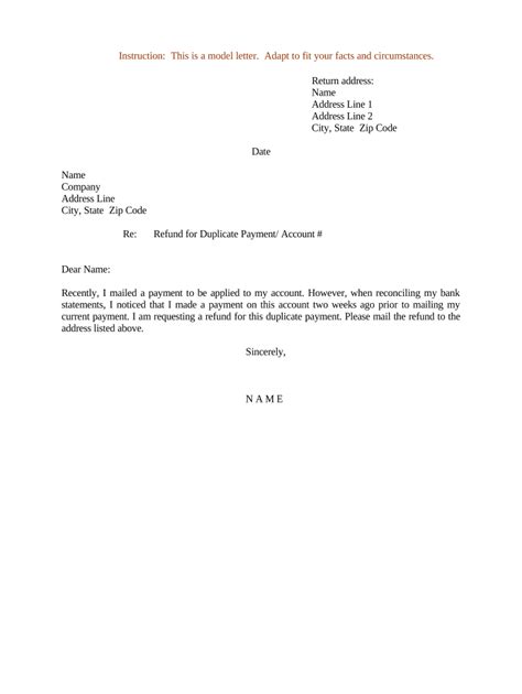 refund letter  template pdffiller