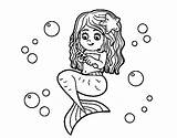 Mermaid Combing Hair Her Coloring Coloringcrew sketch template