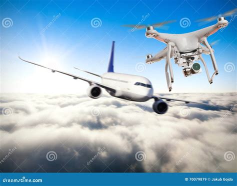 drone flying  commercial airplane stock image image  aircraft aerial
