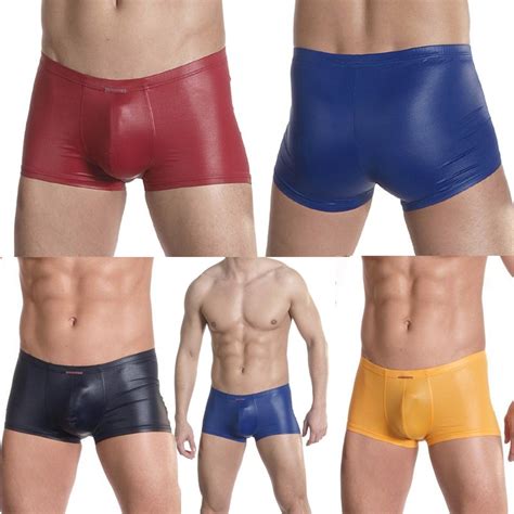 New Boxers Men Sexy Underwear Faux Leather Latex Boxer