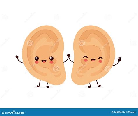 cute smiling happy human ear couple stock vector illustration  ears
