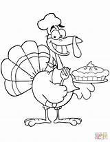 Happy Turkey Pie Coloring Chef Pages Thanksgiving Vegetables Cartoon Printable sketch template