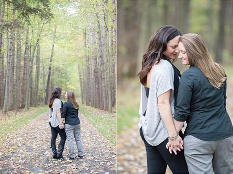 kellie and stephanie a fall engagement session at oak
