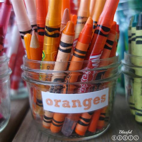blissful roots organizing art supplies  color