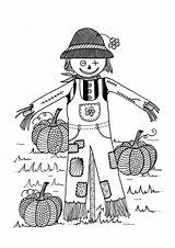 Scarecrow Coloring Adult Pumpkin Pages Field sketch template