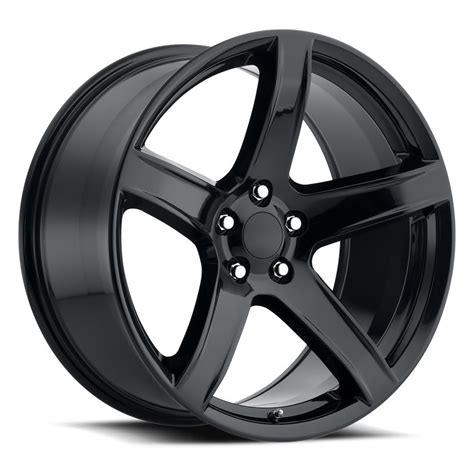 staggered hellcat hc style wheels gloss black dodge challenger  charger magnum set