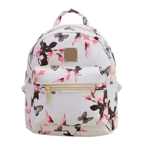 2017 fashion women floral printing leather backpack school bags for teenage girls lady travel