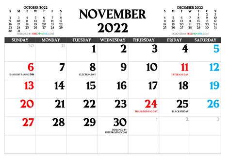 november   printable calendar printable world holiday