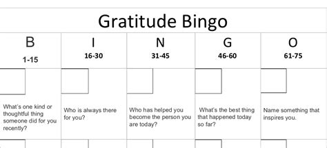 gratitude bingo recreation therapy analysis gratitude