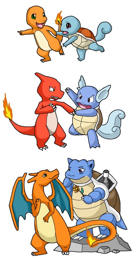 Charmander Squirtle Romance By Katraccoon On Deviantart