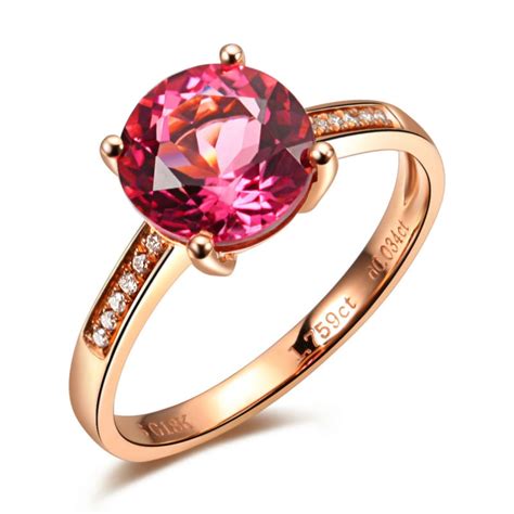 luxury gvbori  rose gold ring inlaid  red tourmaline diamond gemstone ring  women