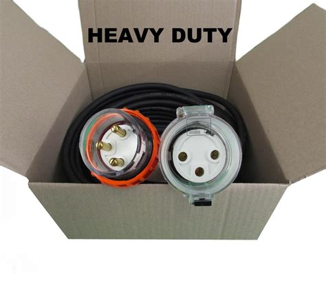 single phase  heavy duty extension lead  pin  plug socket  metre