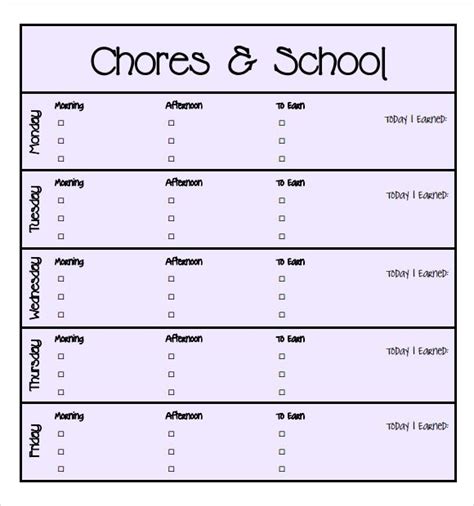 printable kid chore chart  printable chore charts  kids