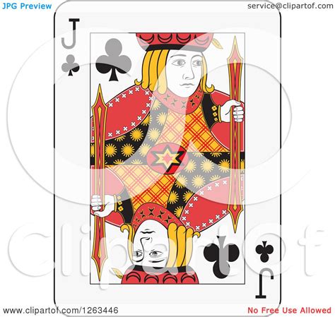 Clipart Of A Jack Of Clubs Playing Card Royalty Free Vector