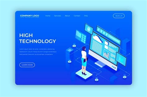 technology concept template landing page vector