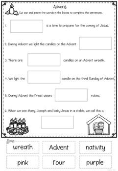 advent activities worksheets  pages  younger students tpt