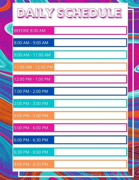 daily schedule  kids     home   calendar