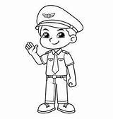 Pilot Coloring Gambar Welcoming Dengan Pose Bw Friendly Di Boy sketch template