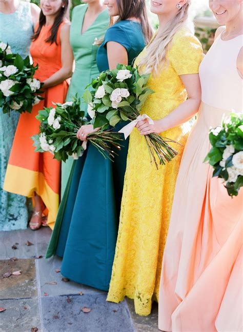 there are many ways to pull off the ever popular mismatched bridesmaids