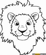 Lion Face Coloring Head Pages Smiling Para Leão Colorir Printable Kids Lions Drawing Sheets Color Sheet Cartoon Print Animal Mask sketch template