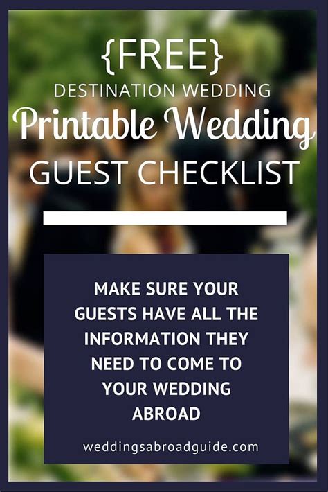 guest information checklist destination weddings