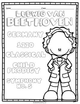 great composers composer coloring sheets posters  trading cards