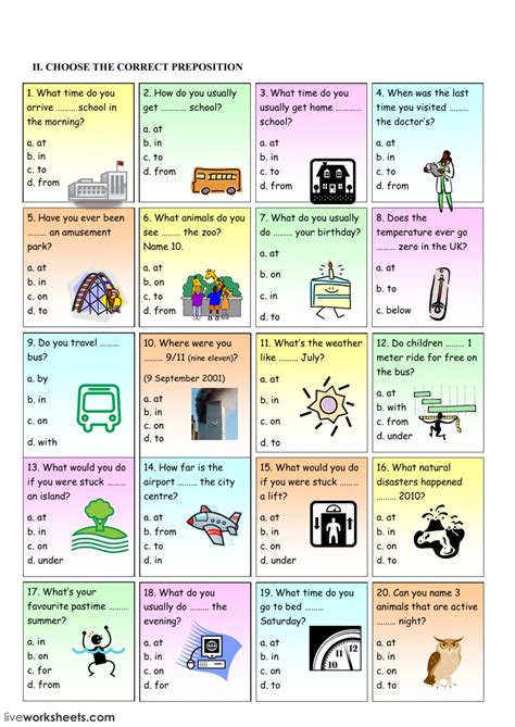 prepositions test interactive worksheet