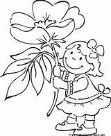 Coloring Pages Print Girl Spring Flowers Windflower Printable Kids Flower Girls Little sketch template