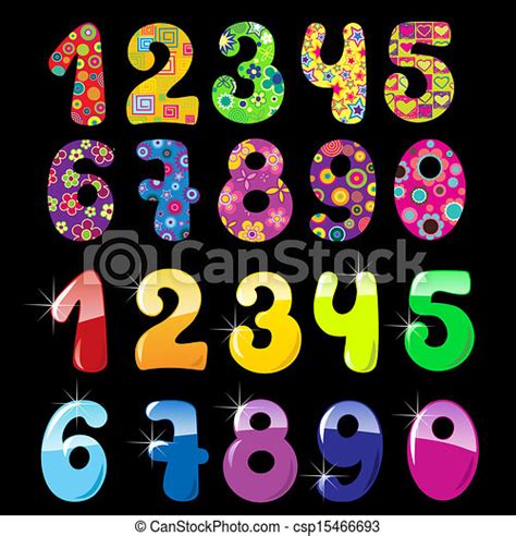eps vectors  set  cute numbers set  cute bright numbers