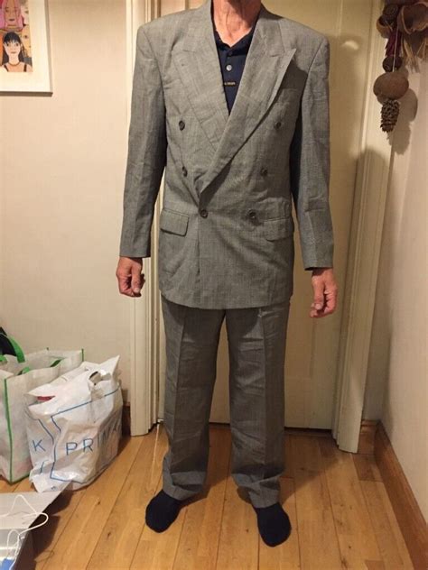 mens suit   grey check double breasted vintage suit  cyncoed cardiff gumtree
