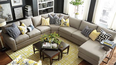 hgtv home design studio cu  shaped sectional  bassett furniture grey  yellow living