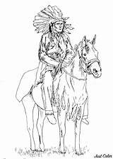 Coloring Native American Pages Adult Horse Adults Indian Drawing Chief His Sheets Printable Indians Color Americans Colouring Print Book Magnificient sketch template
