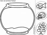Fish Bowl Coloring Sheet Pages Printable Template Fishbowl Color Kids Goldfish Cliparts Empty Tank Handprint Two Craft Printables Project Attribution sketch template