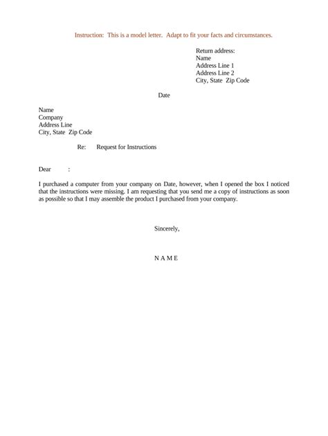 letter  instruction sample  template pdffiller