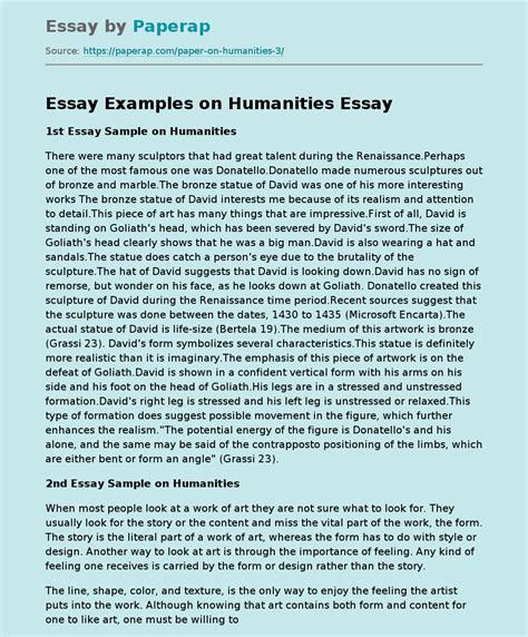 essay examples  humanities  essay