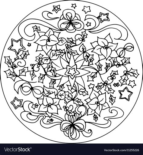 christmas coloring mandala royalty  vector image