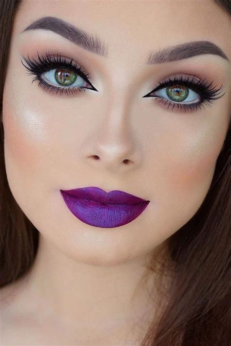 naturaleyemakeup purple lipstick makeup cat eye makeup purple lipstick