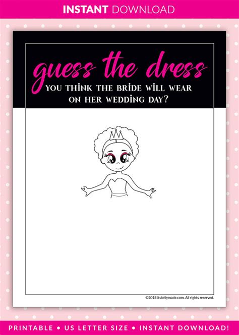guess the dress game instant download printable bridal etsy in 2021