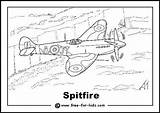 Colouring Cliffs Dover Spitfire War Aeroplane Designlooter Airplanes sketch template