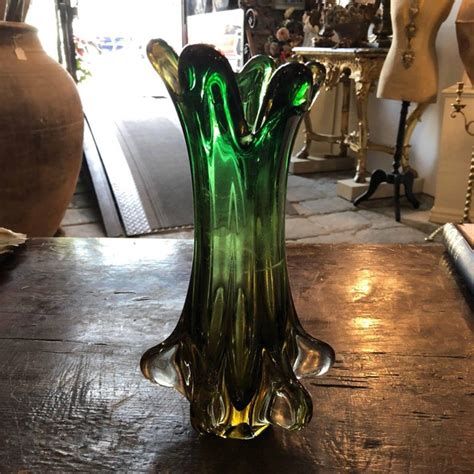 Green Vintage Vase In Murano Glass 1960s Design Market